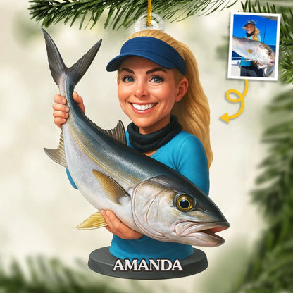 Custom Photo Acrylic Ornament - Personalized Christmas Birthday Fishing Gifts For Fisherman