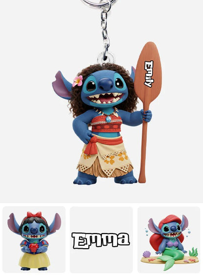 Blue Ohana Princess - Personalized Ohana Keychain