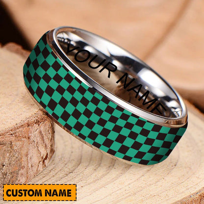 Kamado Tanjiro Personalized Silver Tungsten Ring Gift For Fan - Limited Edition