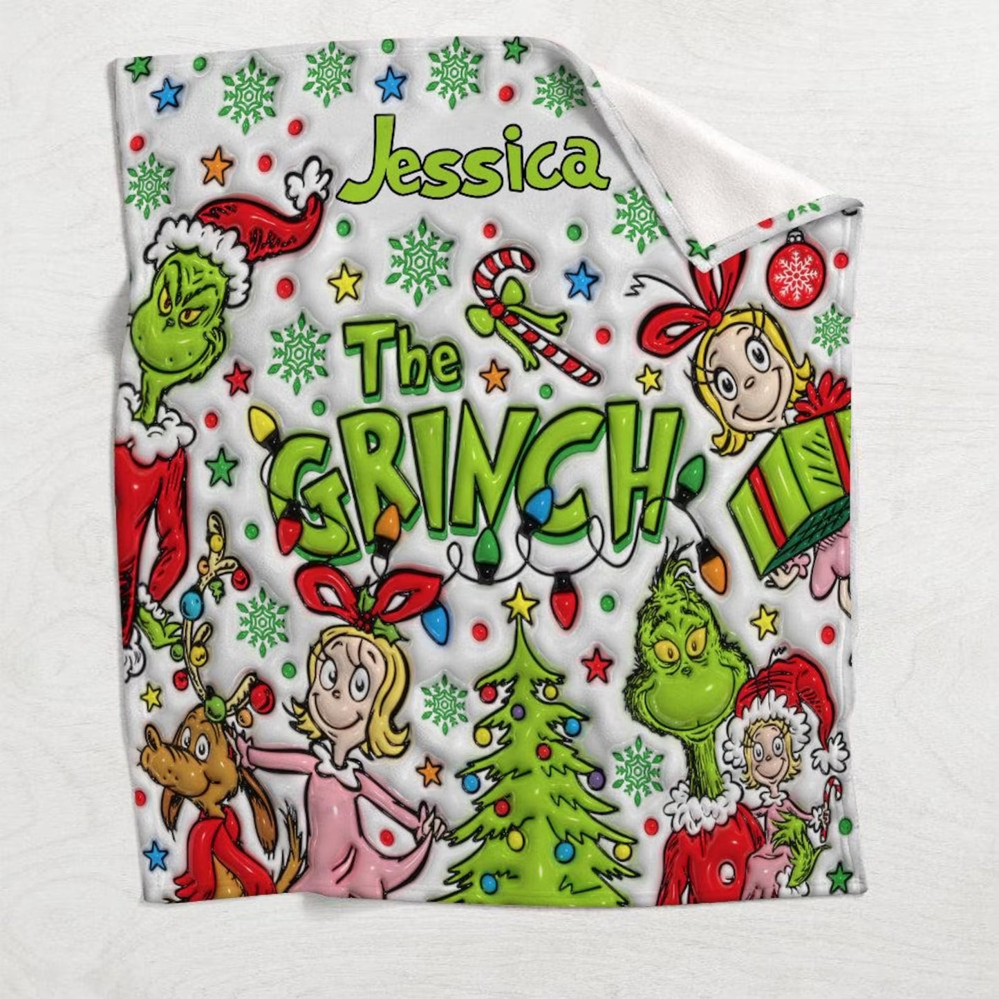 Funny Green Monster - Personalized Stole Christmas Blanket