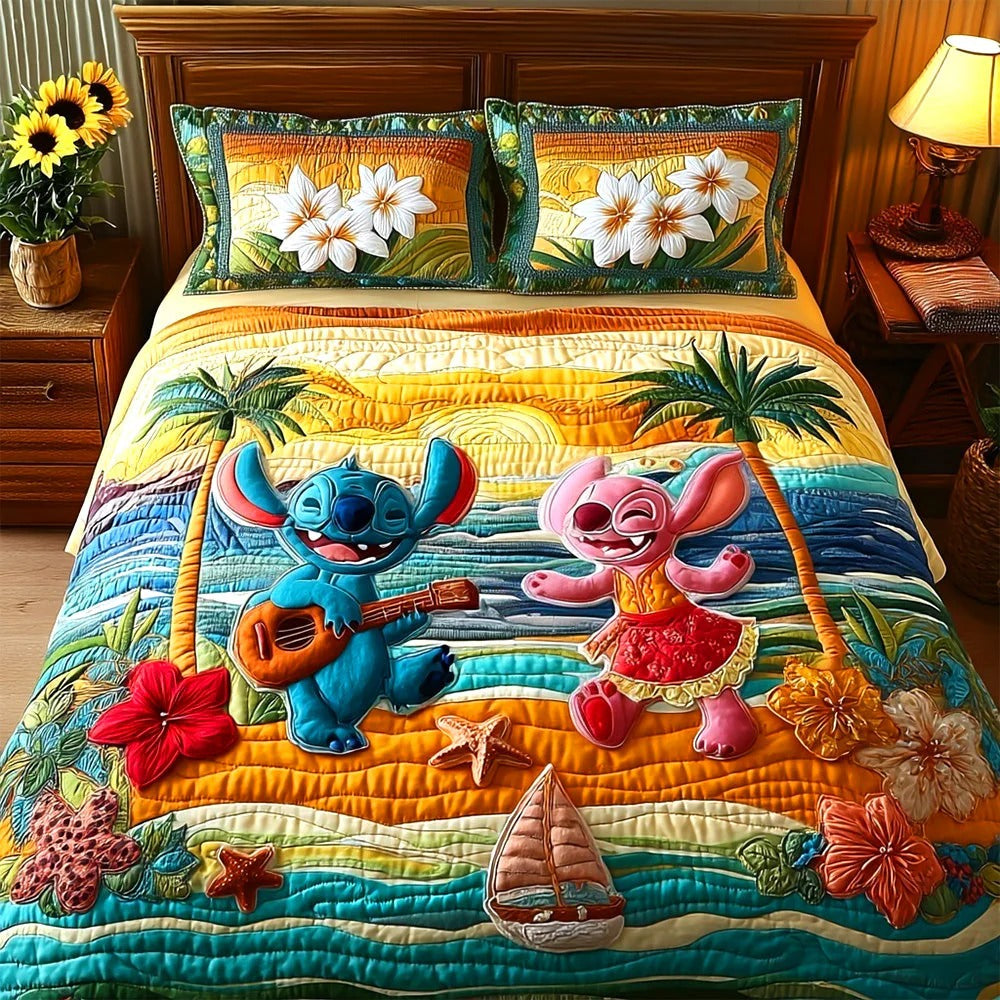 Tropical Beach - Personalized Gifts For Couple Quilt Bedding Set