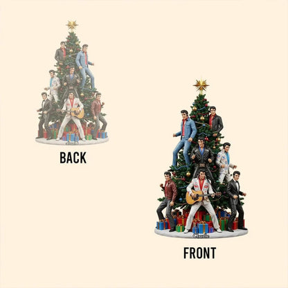 Personalized Singer Beside Pine Tree Christmas Acrylic Plaque, Famous Rock & Roll Plaque
