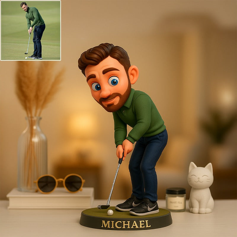 Custom Golf Photo Pixar Cartoon Style Acrylic Plaque