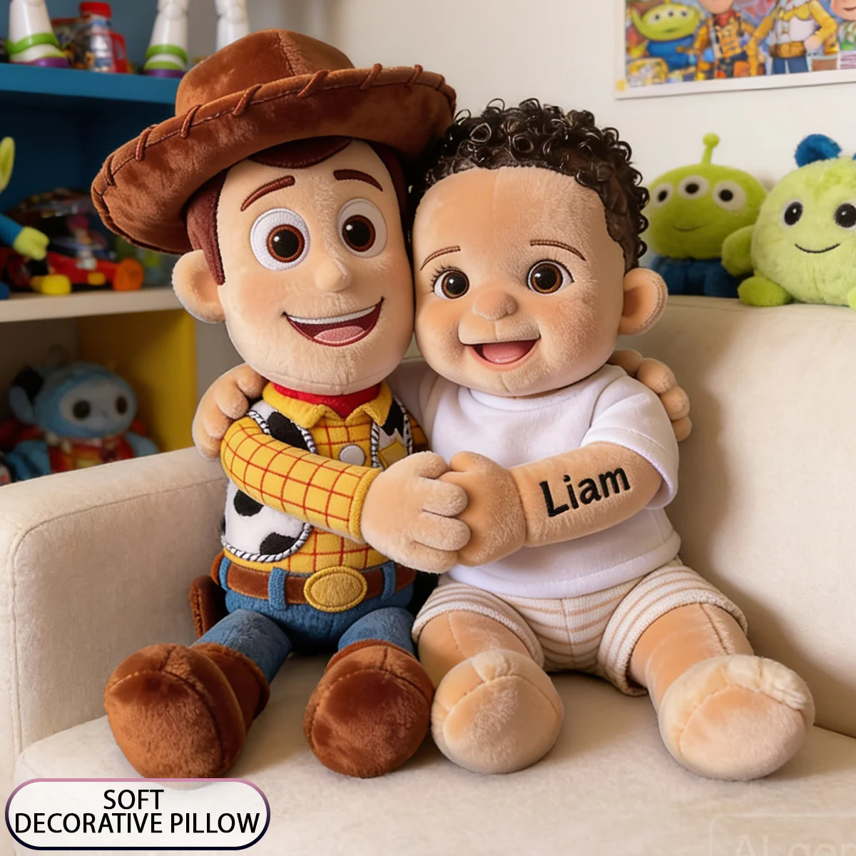 Galaxy And Western Buddy Toy - Personalized Movie For Kids Shaped Pillow