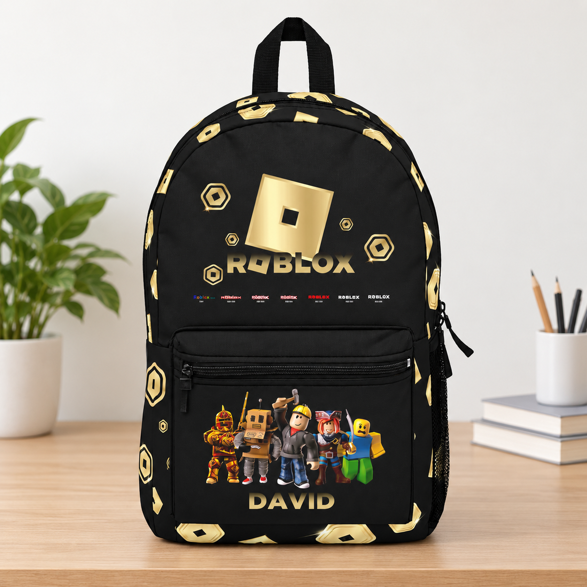 Personalized Gamer Backpack for Kids - Custom Name Blocky Avatar School Bag