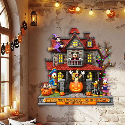 Happy Halloween Haunted Place Wood Sign - Personalized Gifts For Family