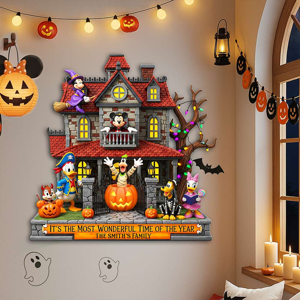 Happy Halloween Haunted Place Wood Sign - Personalized Gifts For Family