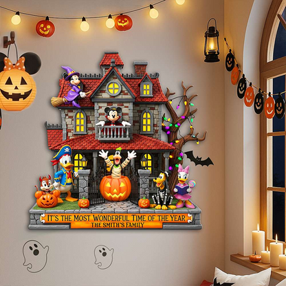 Happy Halloween Haunted Place Wood Sign - Personalized Gifts For Family