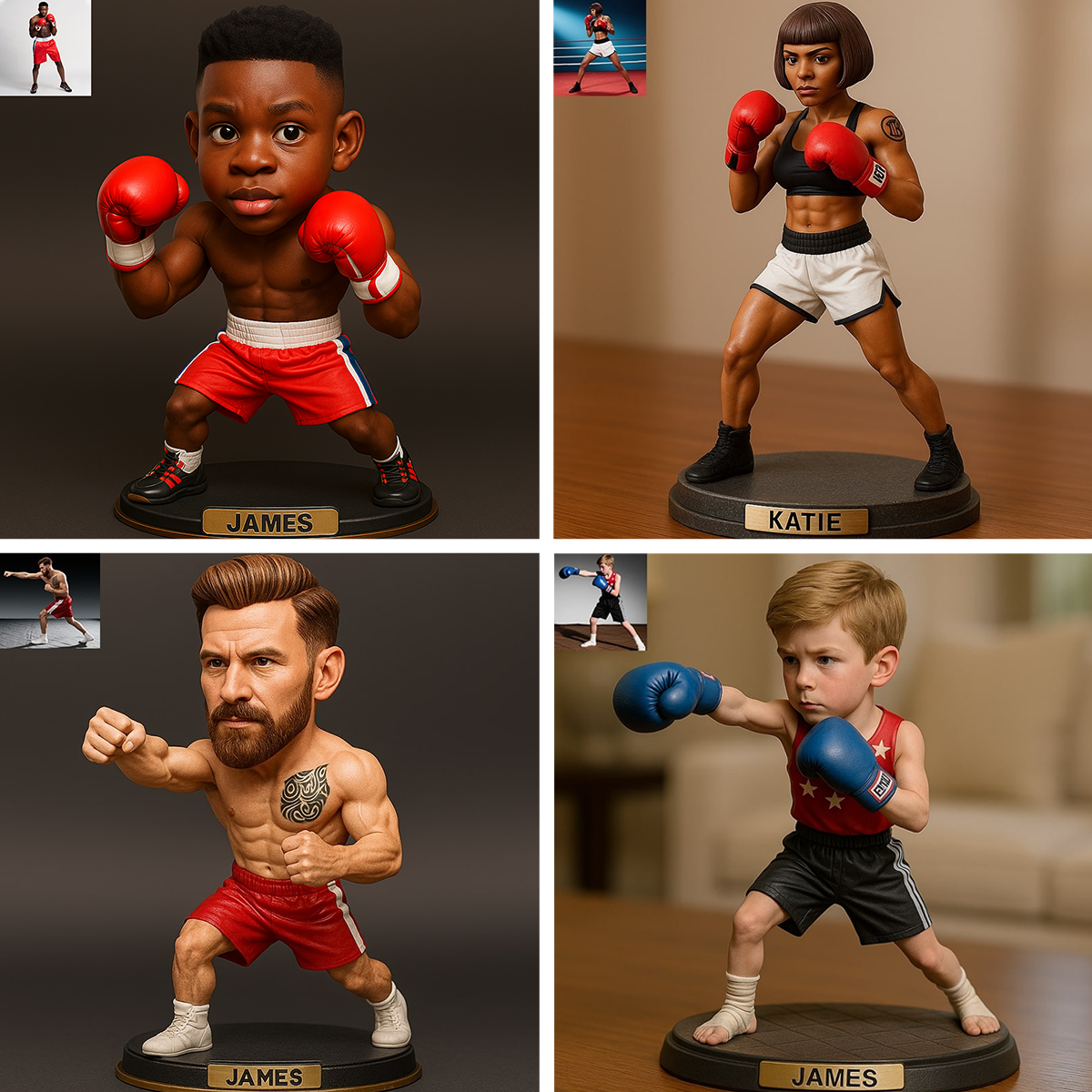 Custom Boxing Photo Pixar Cartoon Style Acrylic Plaque