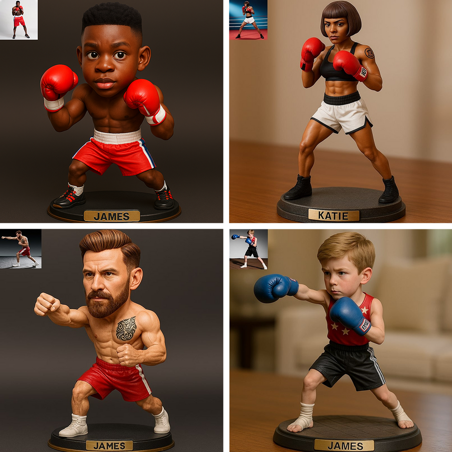 Custom Boxing Photo Pixar Cartoon Style Acrylic Plaque