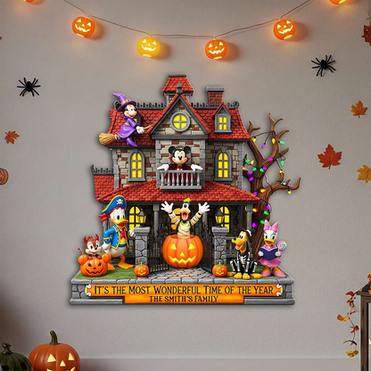 Happy Halloween Haunted Place Wood Sign - Personalized Gifts For Family