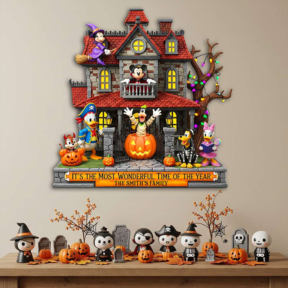 Happy Halloween Haunted Place Wood Sign - Personalized Gifts For Family