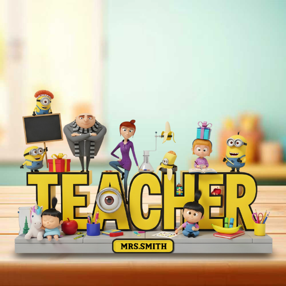 Personalized Cute Yellow Character Custom Shaped Acrylic Plaque, Gift for Teacher