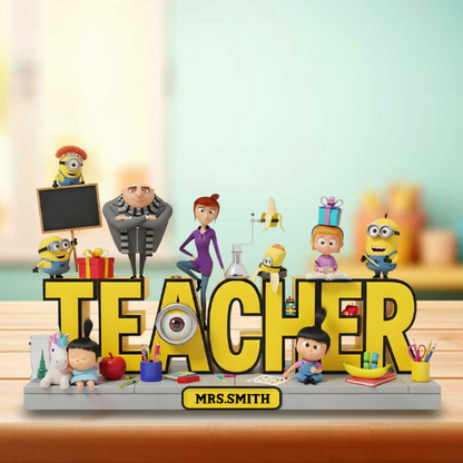 Personalized Cute Yellow Character Custom Shaped Acrylic Plaque, Gift for Teacher
