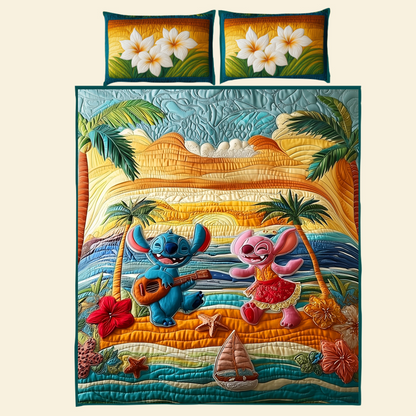 Tropical Beach - Personalized Gifts For Couple Quilt Bedding Set