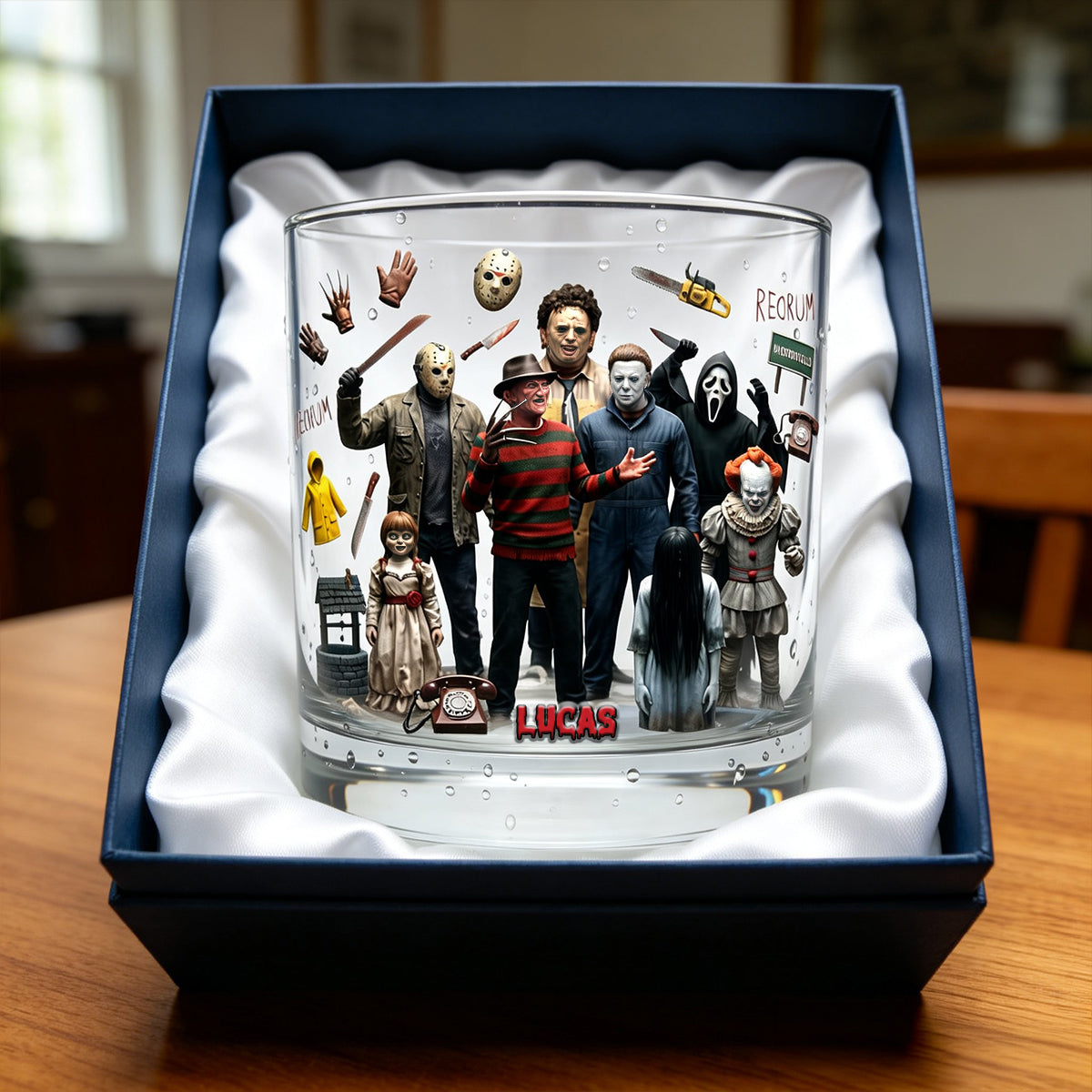 Scary Villain Drinking Glass - Personalized Gifts For Horror Lovers