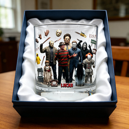 Scary Villain Drinking Glass - Personalized Gifts For Horror Lovers