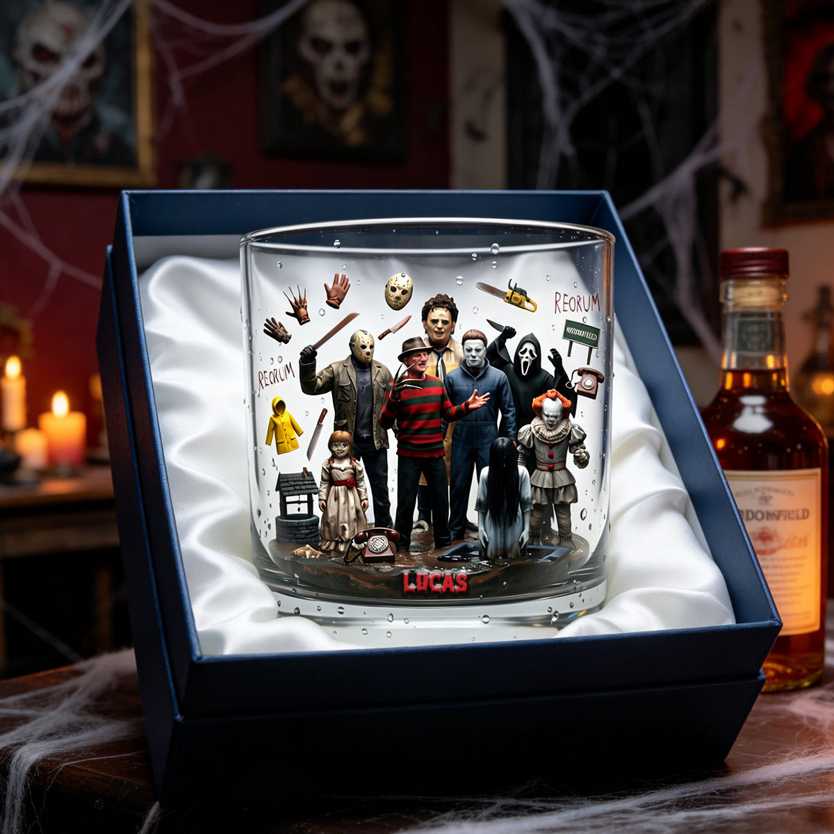Scary Villain Drinking Glass - Personalized Gifts For Horror Lovers