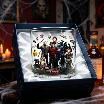 Scary Villain Drinking Glass - Personalized Gifts For Horror Lovers