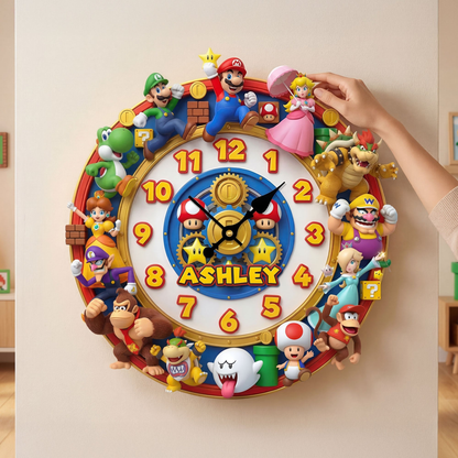 Retro Game Acrylic Hanging Wall Clock - Personalized Gifts For Game Lovers