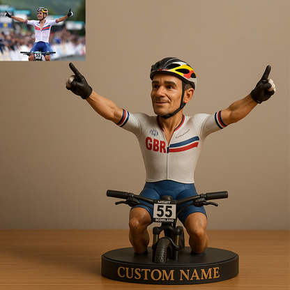 Custom Full-body Mountain Biking Photo Pixar Cartoon Style Acrylic Plaque