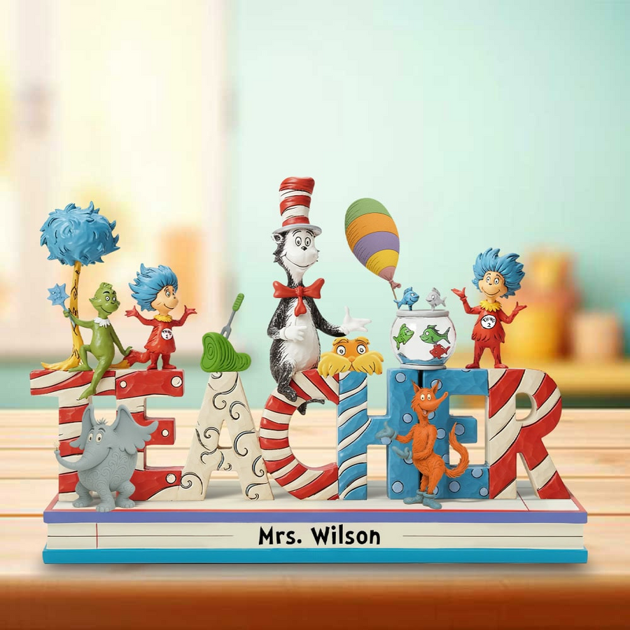 Cute & Playful Characters From Children’s Books, Personalized Cartoon Teacher Things Custom Shaped Acrylic Plaque, Gift for Teacher