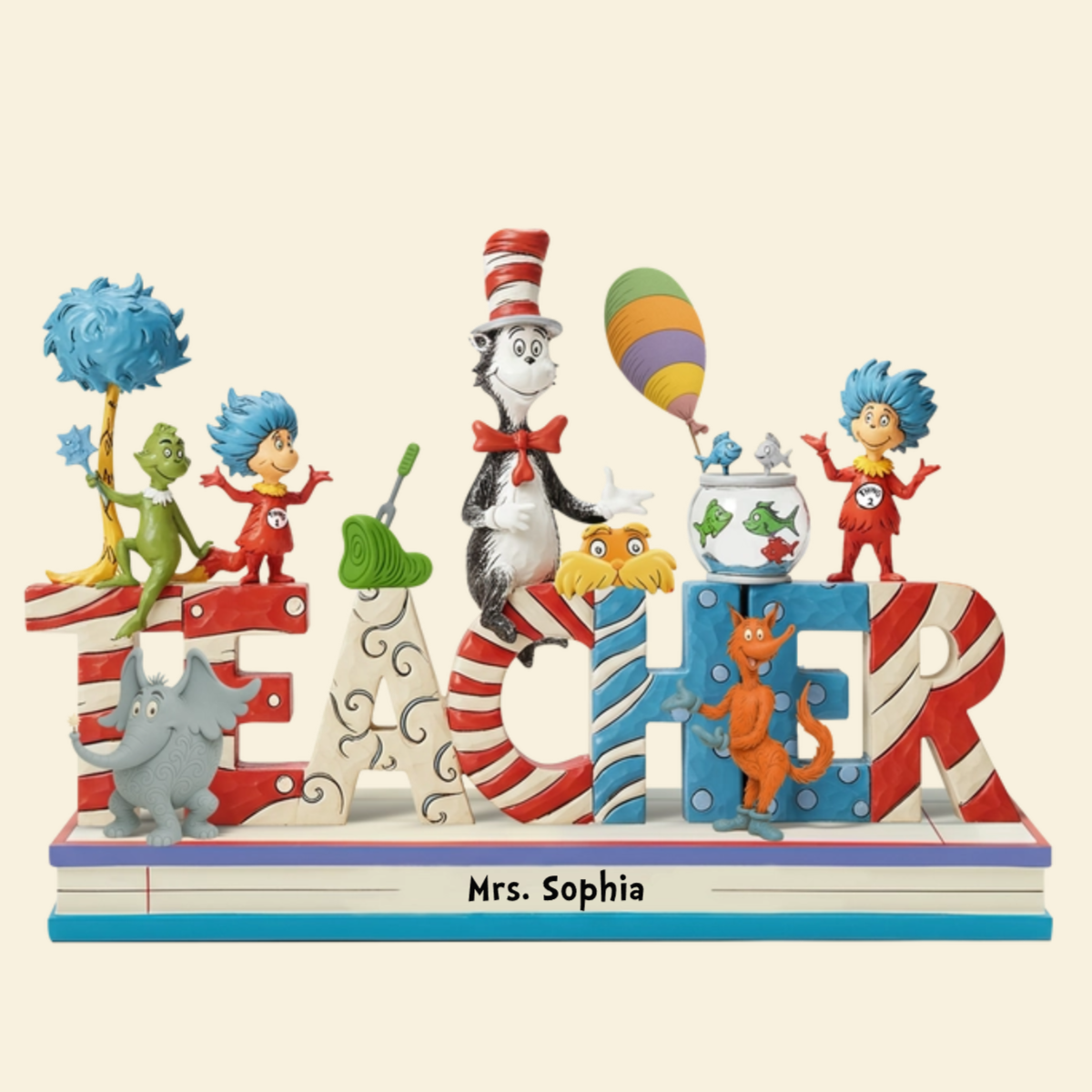 Cute & Playful Characters From Children’s Books, Personalized Cartoon Teacher Things Custom Shaped Acrylic Plaque, Gift for Teacher