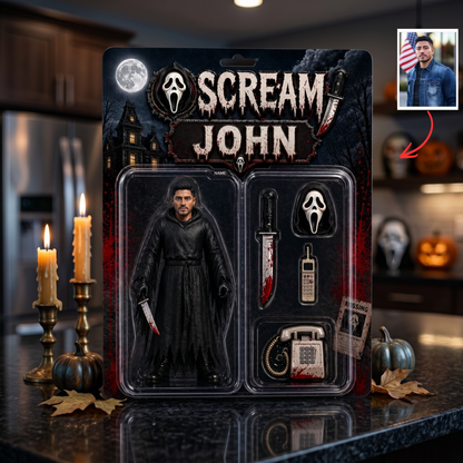Custom Horror Action Acrylic Plaque - Personalized Scream Style Gift, Custom Face Horror Toy, Halloween Gift for Horror Fans