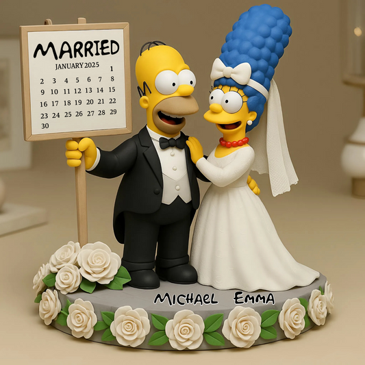 Happy Anniversary Yellow Cartoon Couple - Personalized Yellow Cartoon Custom Shaped Acrylic Plaque