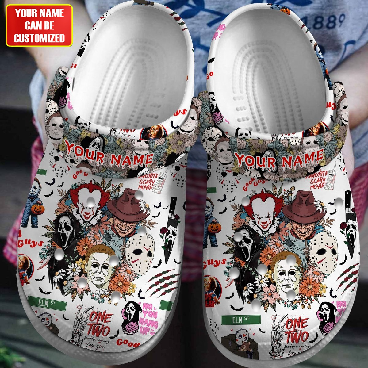 Custom Horror Characters Crocs, Personalized Scary Movie Clogs for Fans