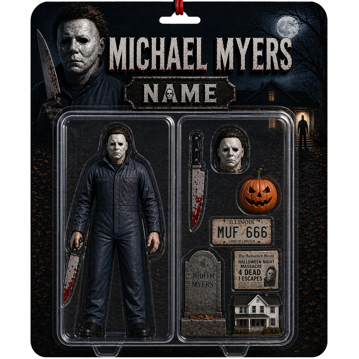 Custom Horror Action Acrylic Plaque - Personalized Scream Style Gift, Custom Face Horror Toy, Halloween Gift for Horror Fans