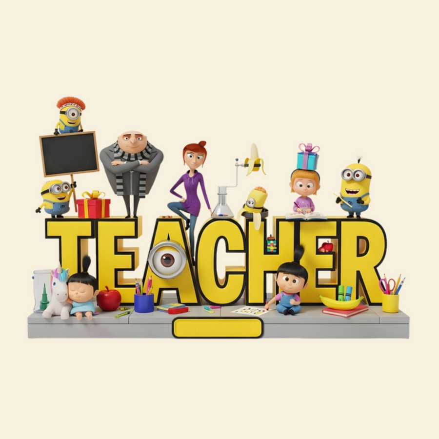 Personalized Cute Yellow Character Custom Shaped Acrylic Plaque, Gift for Teacher