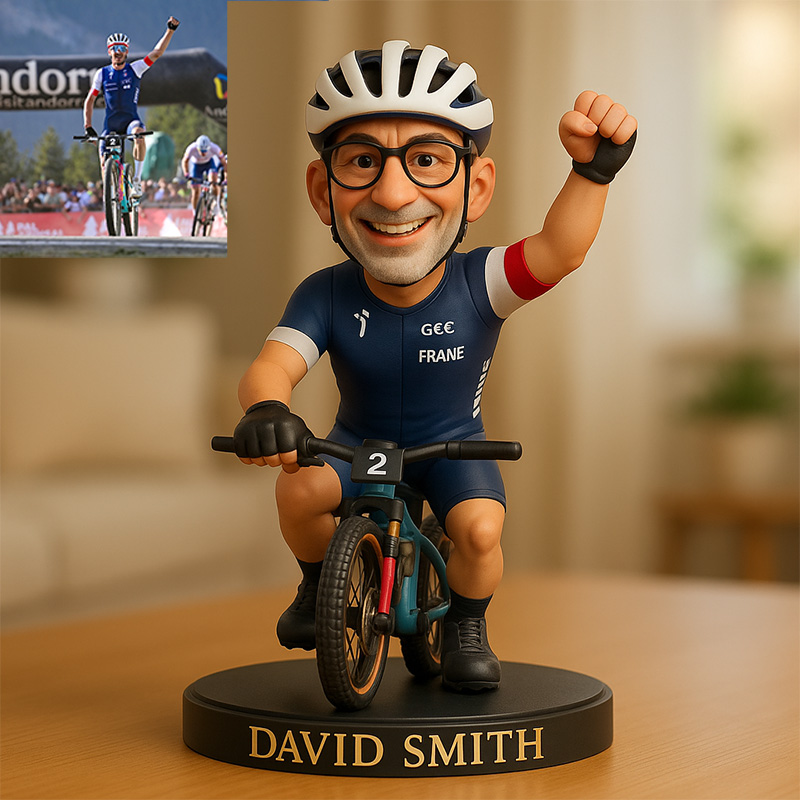 Custom Full-body Mountain Biking Photo Pixar Cartoon Style Acrylic Plaque