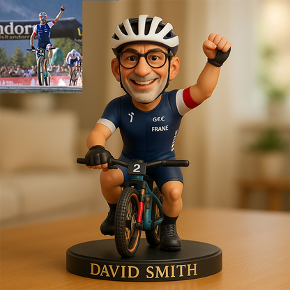 Custom Full-body Mountain Biking Photo Pixar Cartoon Style Acrylic Plaque