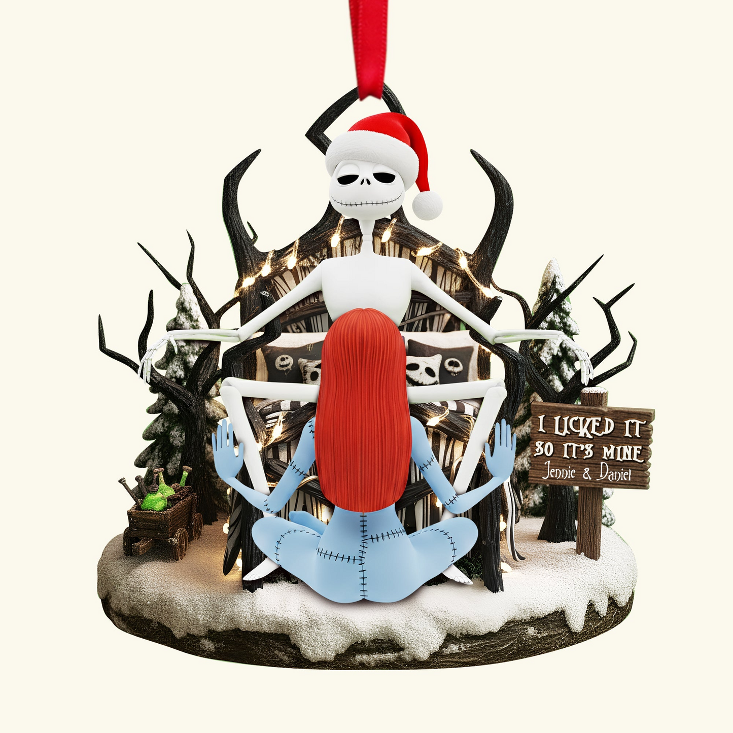 Naughty Skull Couple Ornament - Personalized Christmas Gift For Couples