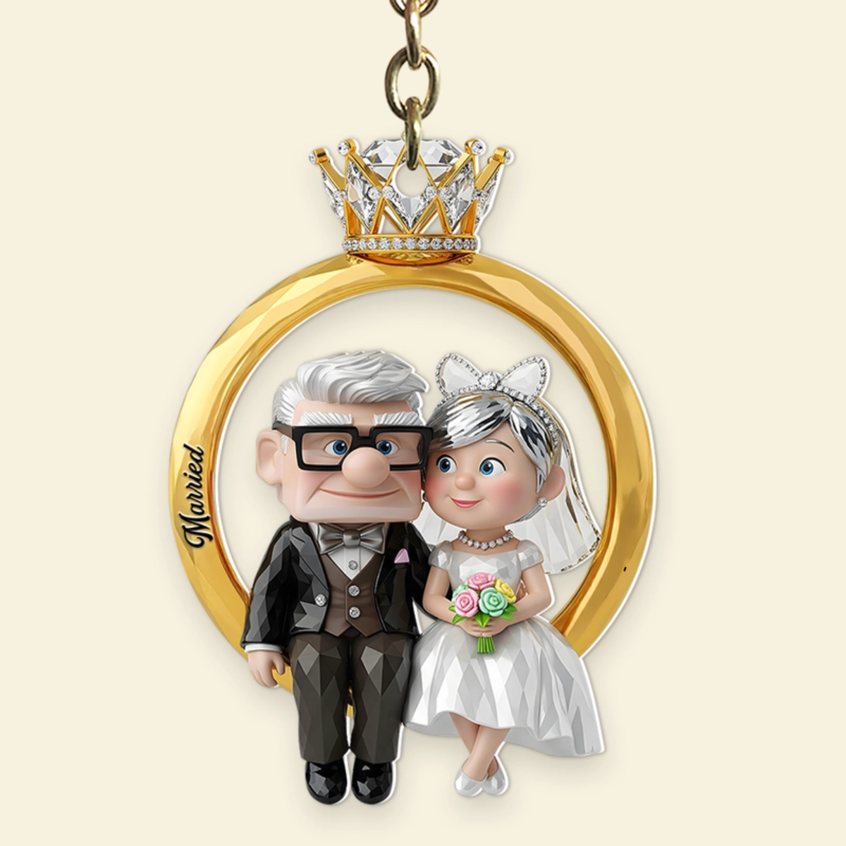 Couple Ring Shape Keychain Personalized Gifts For Couple