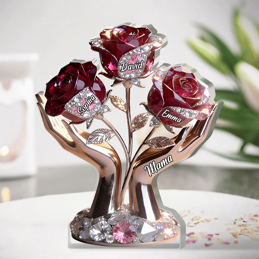 Mom Grandma Rose Tree - Personalized Custom Shaped Acrylic Plaque