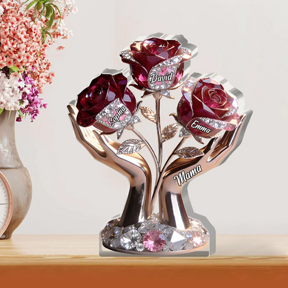 Mom Grandma Rose Tree - Personalized Custom Shaped Acrylic Plaque