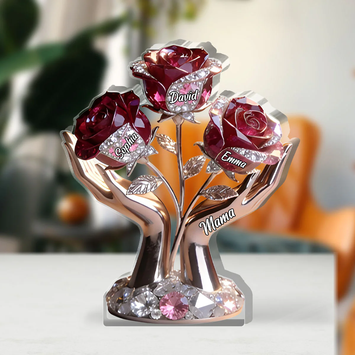 Mom Grandma Rose Tree - Personalized Custom Shaped Acrylic Plaque