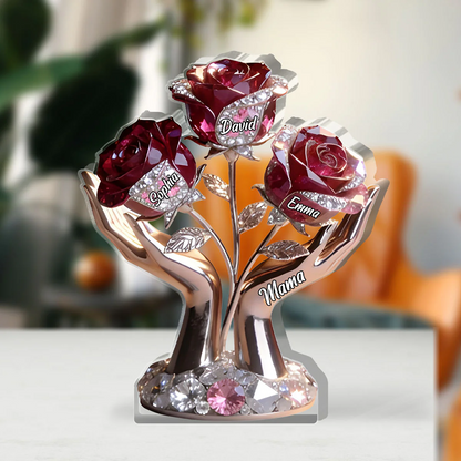 Mom Grandma Rose Tree - Personalized Custom Shaped Acrylic Plaque