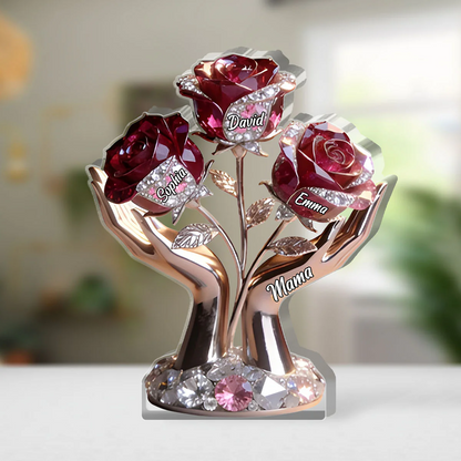Mom Grandma Rose Tree - Personalized Custom Shaped Acrylic Plaque
